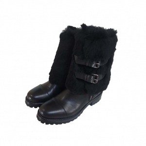 サルトル ベルトストラップ リアルファー付き サイドジップ レザー レディース ブーツ 買取実績