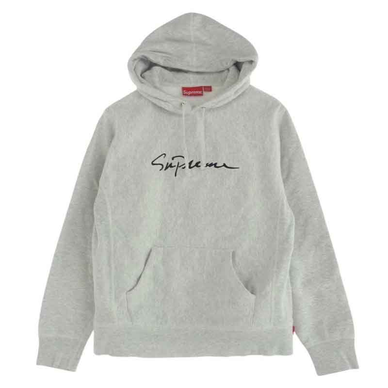 シュプリーム 18AW Classic Script Hooded Sweatshirt クラシック スクリプト ロゴ 刺繍 スウェット フーディ パーカー 買取実績 画像