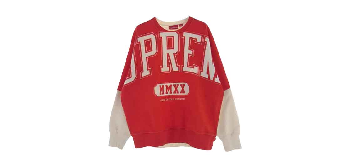 シュプリーム 20AW Overprint Crewneck レッド オフホワイト 買取実績