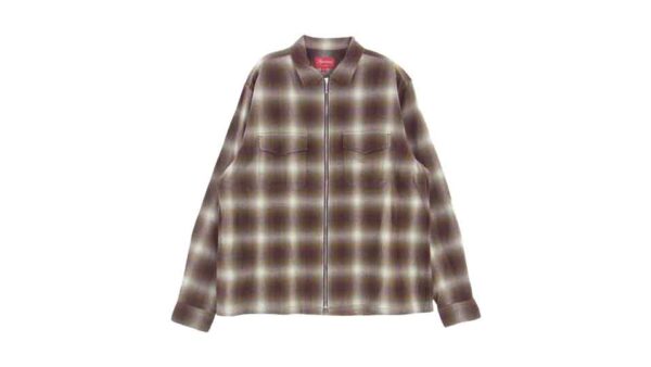 シュプリーム 22AW Shadow Plaid Flannel Zip Up Shirt ブラウン 買取実績