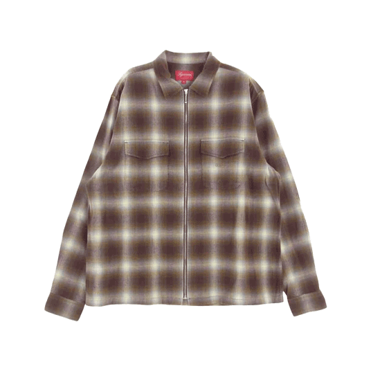 シュプリーム 22AW Shadow Plaid Flannel Zip Up Shirt ブラウン 買取実績