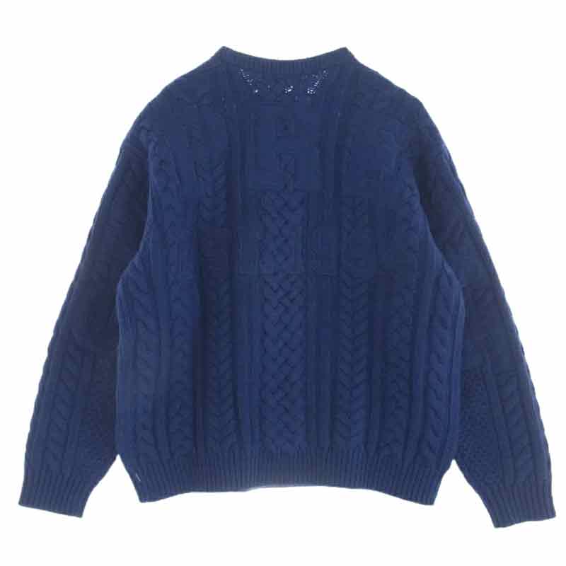 シュプリーム 23AW Applique Cable Knit Sweater ビッグロゴ ケーブル編み ウールニット セーター 買取実績 画像