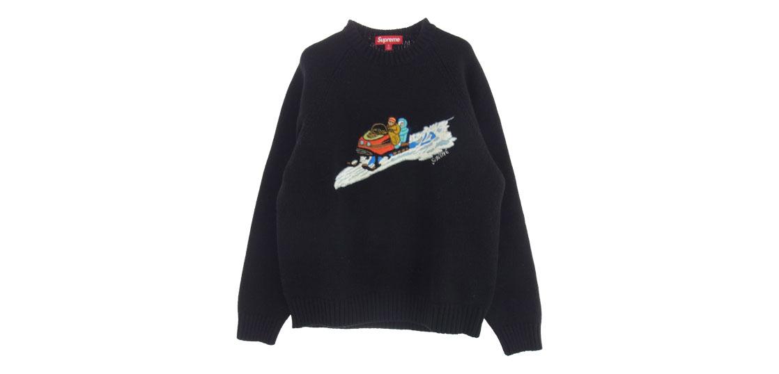Supreme スノーモービル刺繍セーター 黒 Supreme スノーモービル刺繍セーター 黒