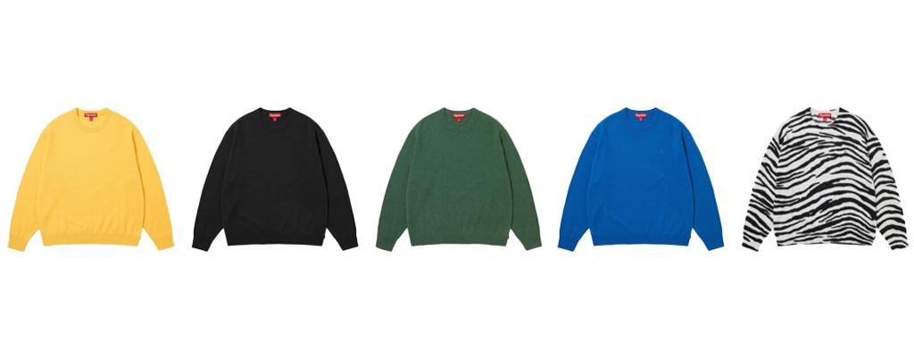 Cashmere Sweater（カシミアセーター）価格：￥42,900（Yellow, Black, Green, Blue, Zebra）画像