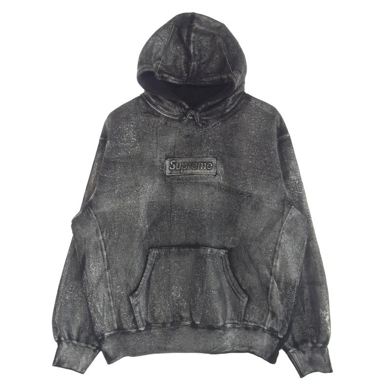 シュプリーム 24SS MM6 Foil Box Logo Hooded Sweatshirt ペイントプリント プルオーバー パーカー 買取実績 画像