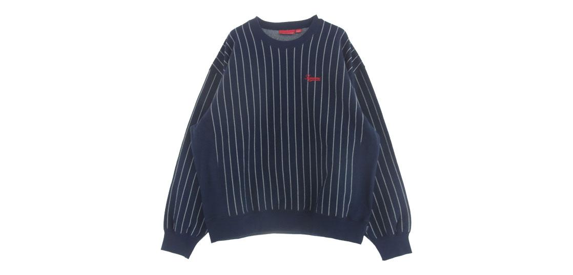 Supreme PINSTRIPE CREWNECKピンストライプスウエットシャツ Supreme PINSTRIPE CREWNECKピンストライプスウエットシャツ