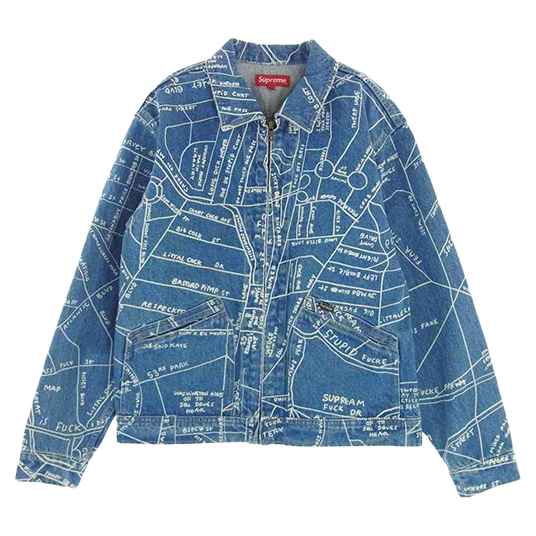 シュプリーム 19SS Gonz Map Work Jacket フルジップ デニムジャケット