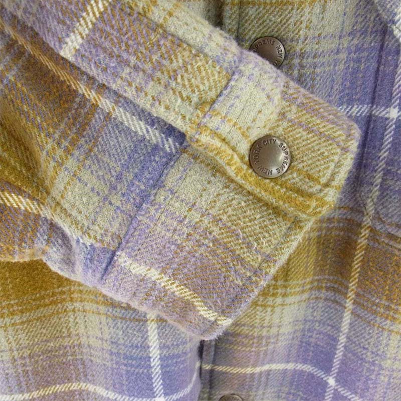 シュプリーム Shearling Lined Flannel Shirt パープル系 ライトブラウン系 マルチカラー 買取実績 画像