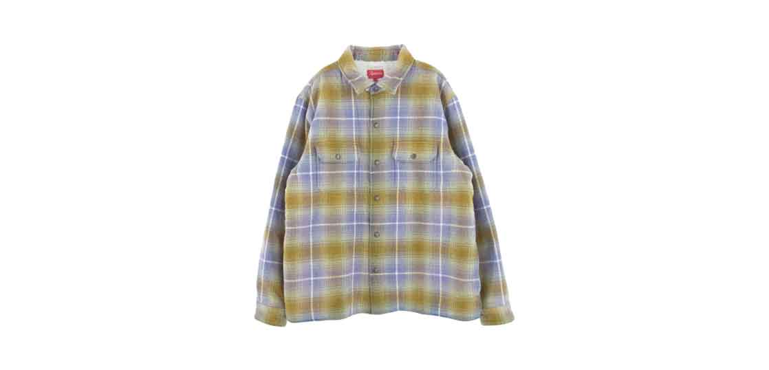 シュプリーム Shearling Lined Flannel Shirt パープル系 ライトブラウン系 マルチカラー  買取実績