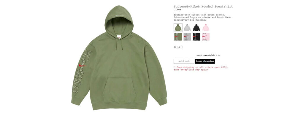 Supreme®/Nike® Hooded Sweatshirt　画像
