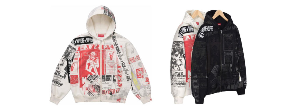 Collage Zip Up Hooded Sweatshirt　 価格：37,400円 €208 $198（White, Black）　画像