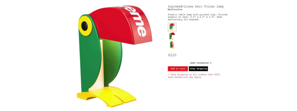 Supreme®/Linea Zero Toucan Lamp 　価格：46,200円 €228 $228（Multicolor）画像
