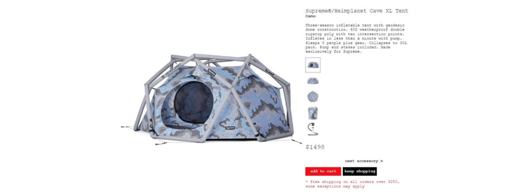 Supreme®/Heimplanet Cave XL Tent 　価格：275,000円 €1598 $1498（Camo）画像