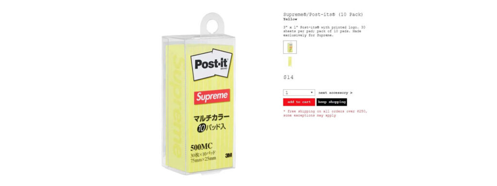 Supreme®/Post-its® 　価格：2,750円 €14 $14（Yellow）画像
