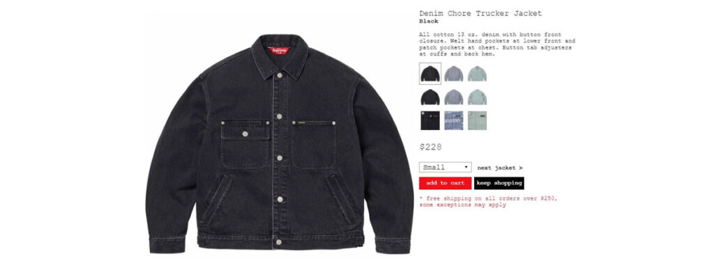 Denim Chore Trucker Jacket 　価格：42,900円 €228 $228（Mint, Stripe, Black）　画像
