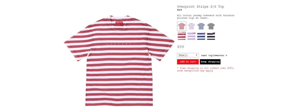 Overprint Stripe S/S Top 　価格：15,400円 €88 $88（Navy, Lavender, Red, Black）　画像