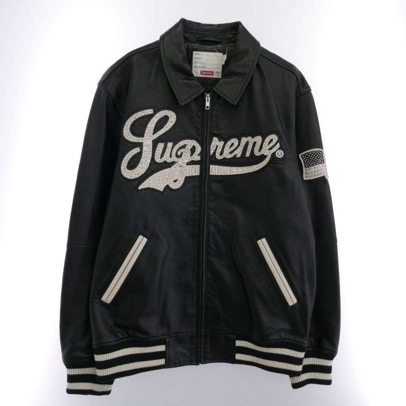 シュプリーム 16SS ワングラム期 Uptown Studded Leather Varsity Jacket スタッズ ロゴデザイン レザー ジップ バーシティ ジャケット 買取実績 画像