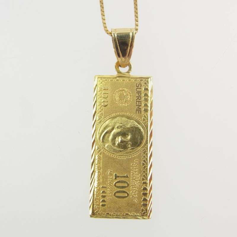 シュプリーム 17AW 14K 100 Dollar Bill Gold Pendant 100ドル ペンダント ネックレス 買取実績 画像