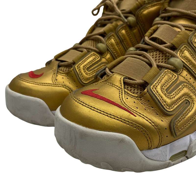 シュプリーム 17SS 902290-700 ×NIKE AIR MORE UPTEMPO METALLIC GOLD ナイキ エアモアアップテンポ メタリックゴールド ハイカット スニーカー 買取実績 画像