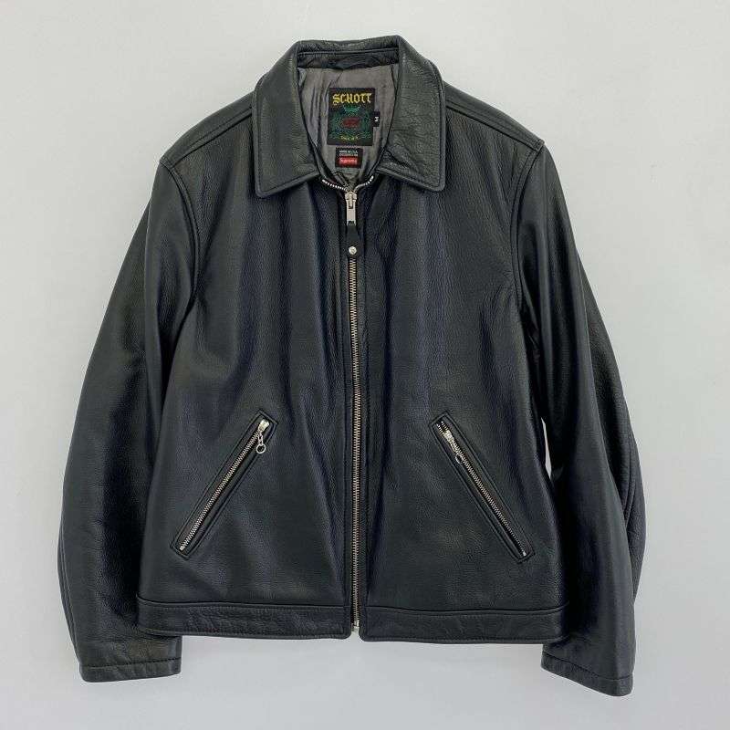 シュプリーム 17SS J20S7 USA製 Schott ショット leather work jacket レザージャケット ブルゾン シングル ライダース ジャケット 買取実績 画像