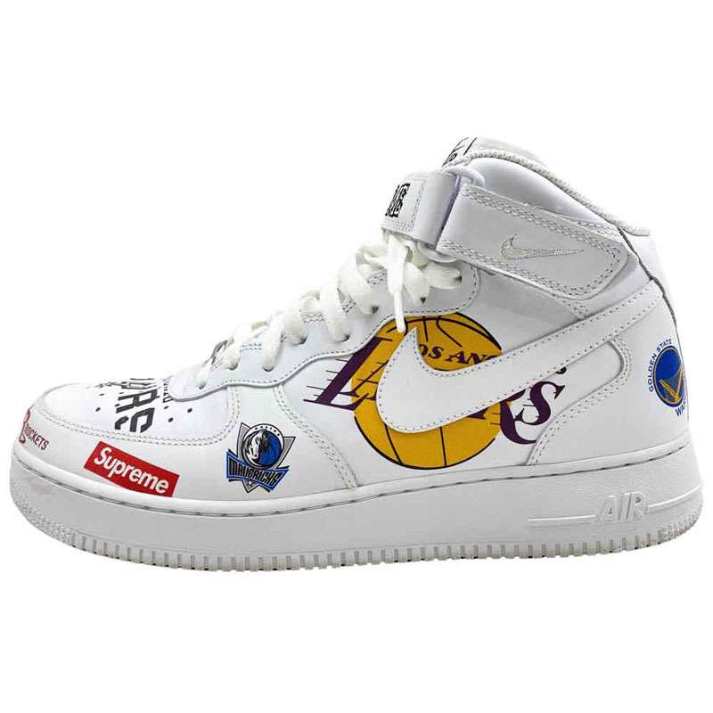 シュプリーム 18AW AQ8017-100 × NBA × Nike Air Force 1 Mid '07 White ナイキ エアフォース1 ミッド ’07 ホワイト ハイカットスニーカー 買取実績 画像
