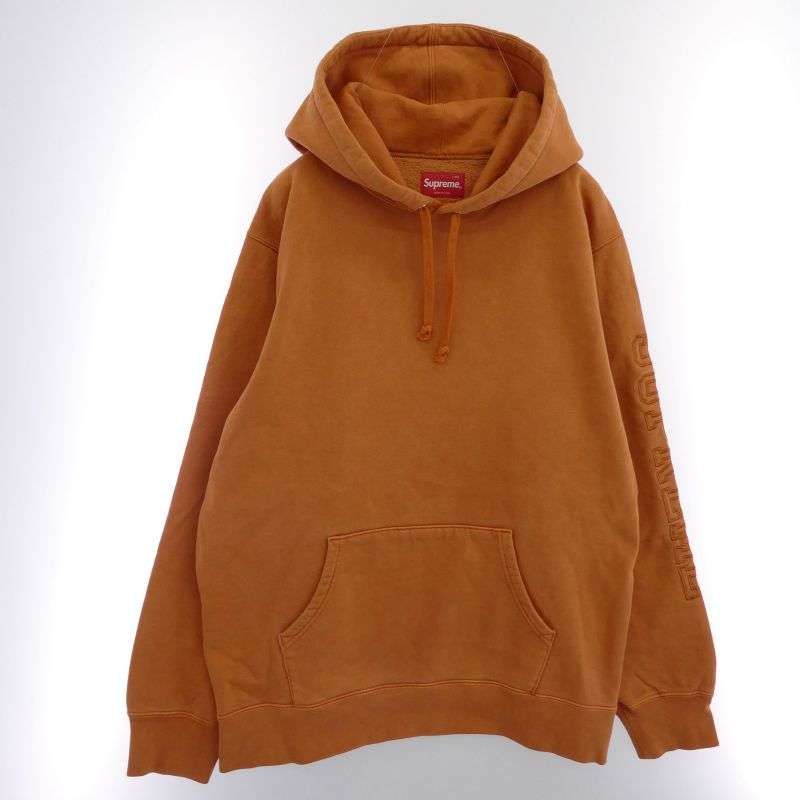 シュプリーム 19AW Overdyed Hooded Sweatshirt アームロゴ刺繍 オーバーダイ フーデッド スウェット シャツ プルオーバーパーカー 買取実績 画像