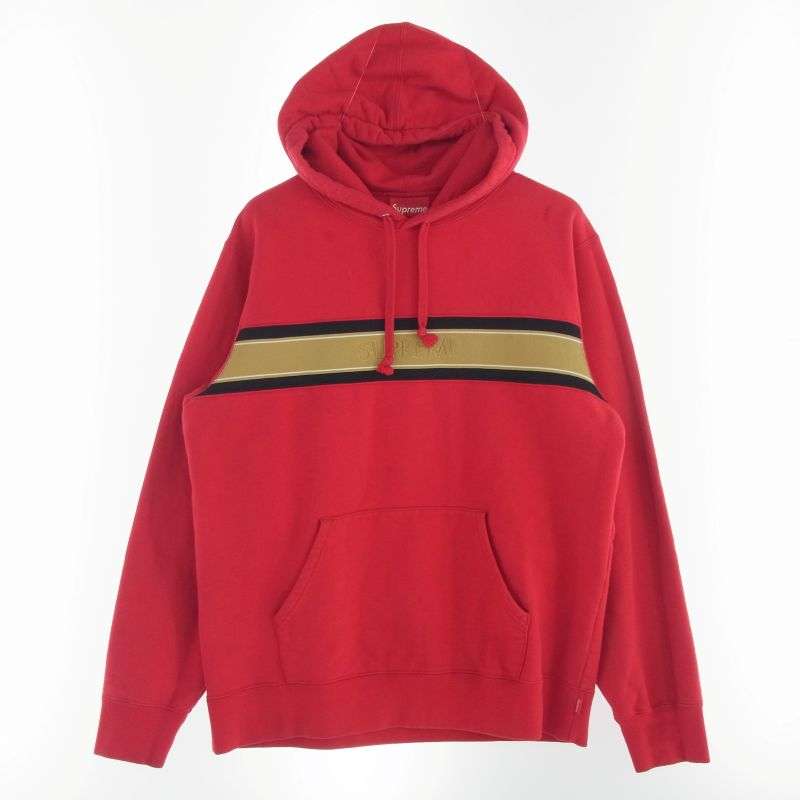 シュプリーム 19SS Chest Stripe Logo Hooded Sweatshirt チェスト ストライプ ロゴ フーデッド スウェット パーカー 買取実績 画像