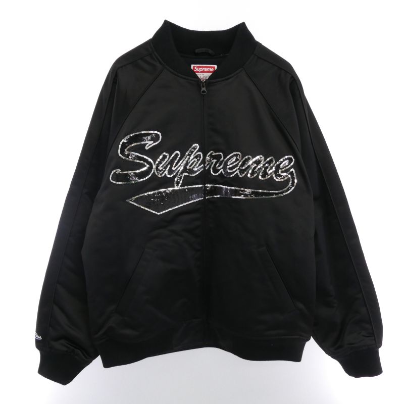 シュプリーム 21AW × Mitchell & Ness Sequin Logo Varsity Jacket ミッチェル & ネス シークイン ロゴ バーシティ ジャケット スパンコール ロゴ ナイロン スタジャン 買取実績 画像