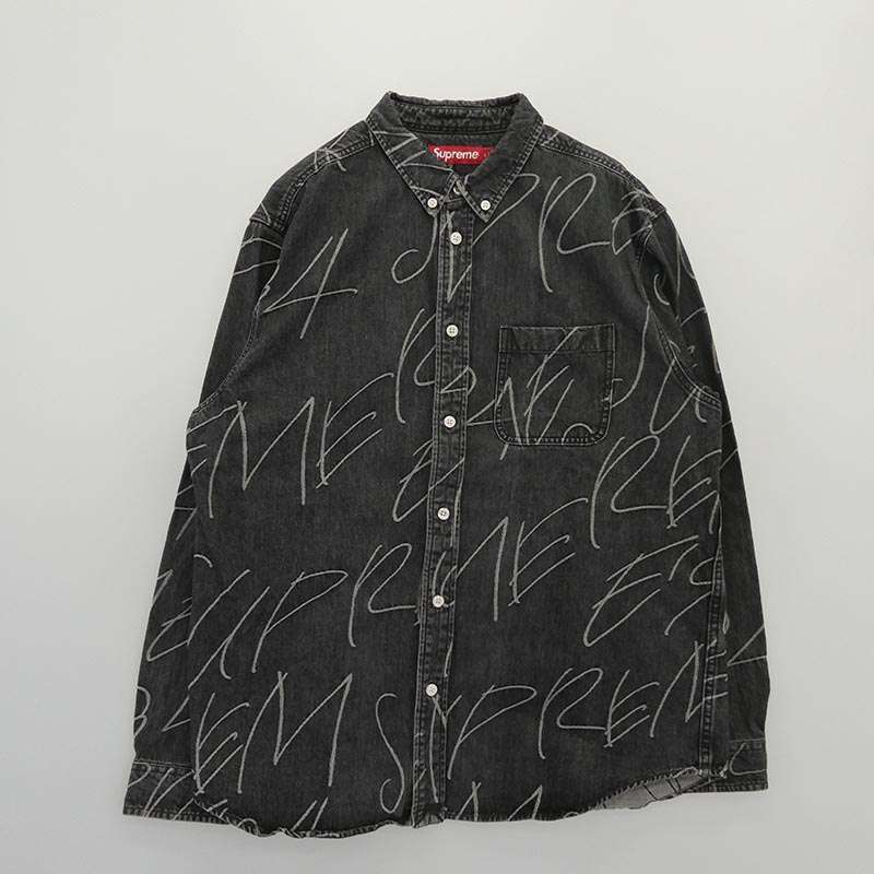 シュプリーム 23AW Handwriting Jacquard Denim Shirt ハンドライティング ジャガード 長袖 デニム シャツ 買取実績 画像