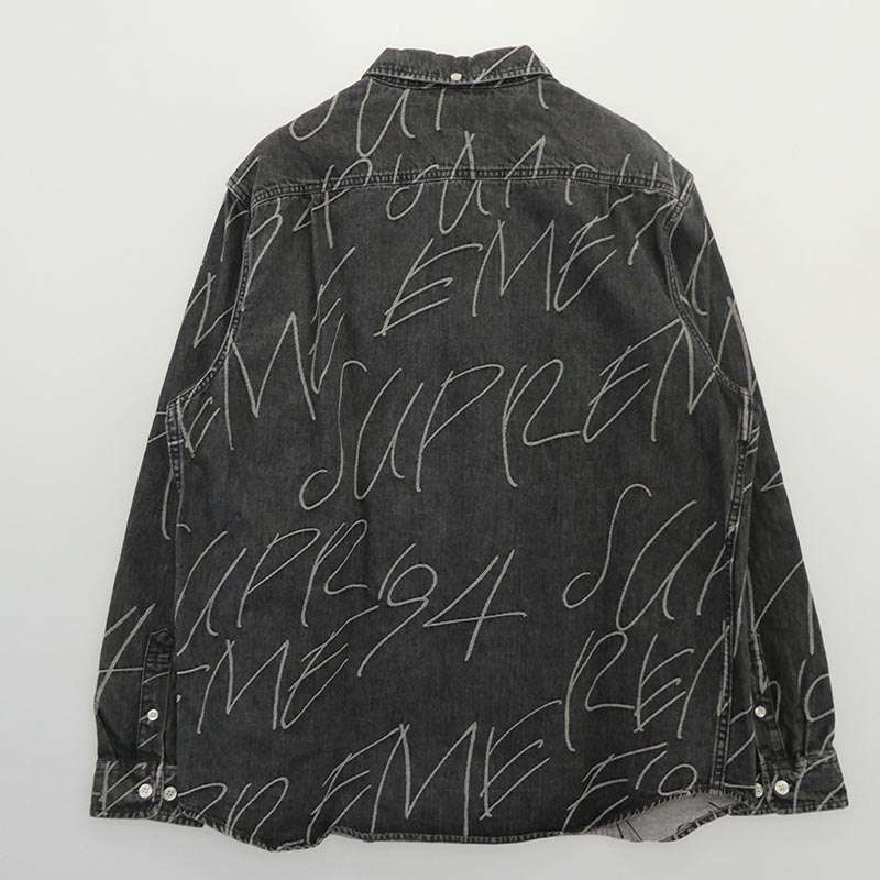 シュプリーム 23AW Handwriting Jacquard Denim Shirt ハンドライティング ジャガード 長袖 デニム シャツ 買取実績 画像