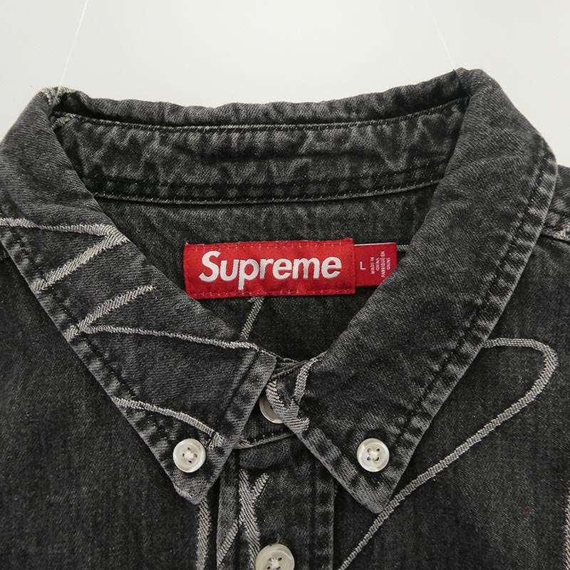 シュプリーム 23AW Handwriting Jacquard Denim Shirt ハンドライティング ジャガード 長袖 デニム シャツ 買取実績 画像