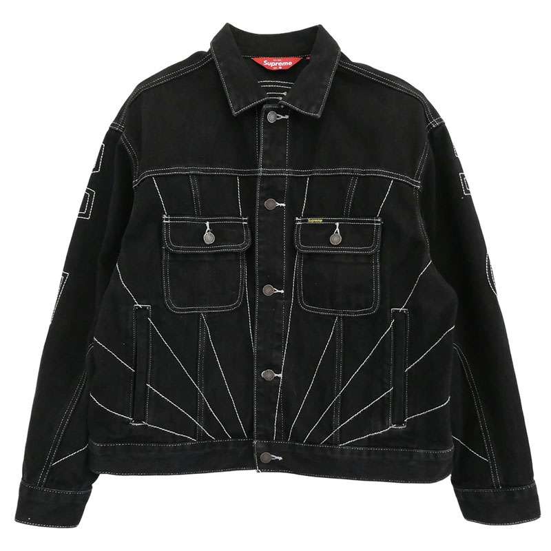 シュプリーム 23aw Radial Embroidered Denim Trucker Jacket Black ラディアル エンブロイダリー デニム トラッカー ジャケット 買取実績 画像