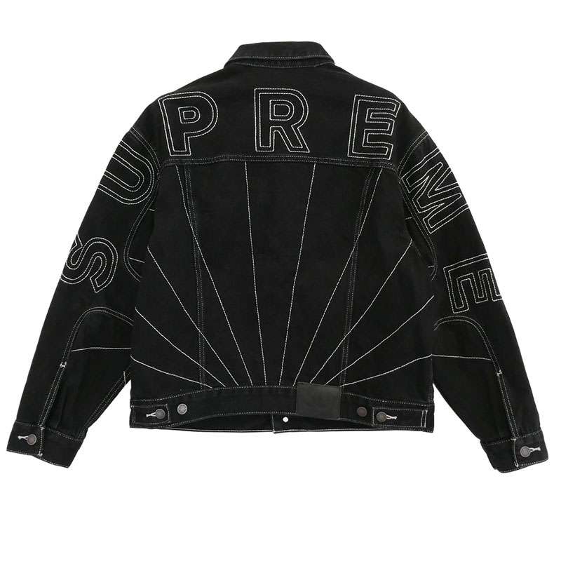 シュプリーム 23aw Radial Embroidered Denim Trucker Jacket Black ラディアル エンブロイダリー デニム トラッカー ジャケット 買取実績 画像