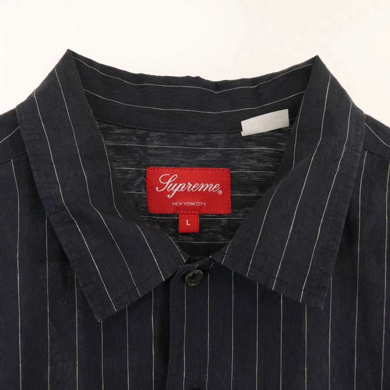 シュプリーム 23SS Pinstripe Linen Shirt ピンストライプ リネン 長袖シャツ 買取実績 画像