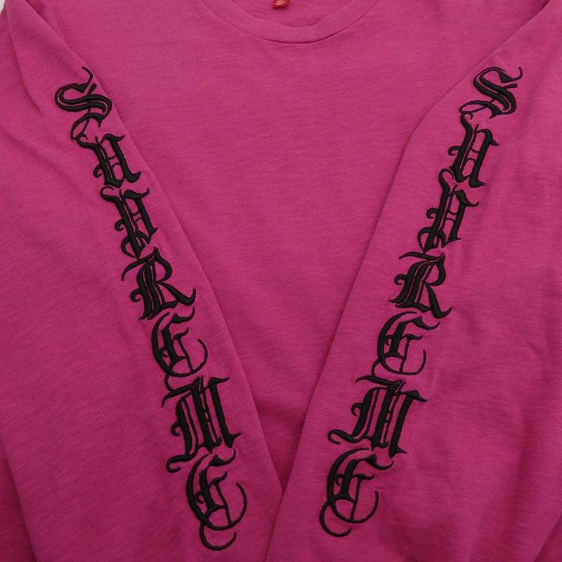シュプリーム 24AW Old English L/S Top Pink オールド イングリッシュ ロゴ 長袖 カットソー Tシャツ 買取実績 画像