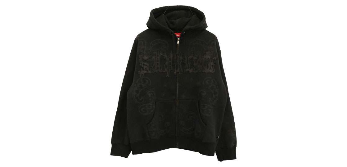 シュプリーム 25SS Paisley加工 Leather Applique Zip Up Hooded Sweatshirt 買取実績