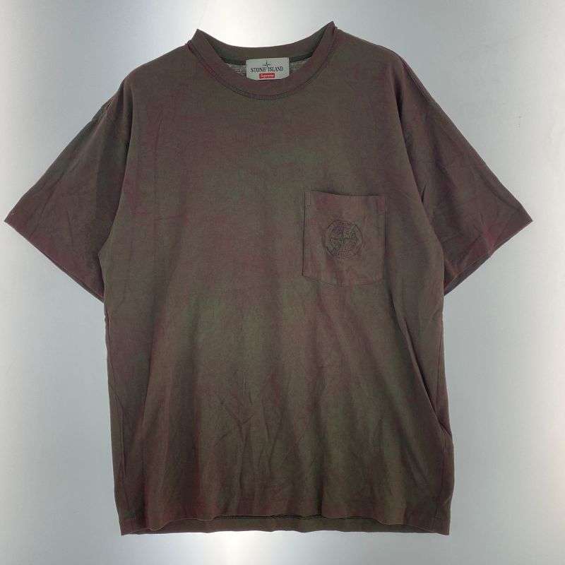 シュプリーム 7025201S1 × STONE ISLAND ストーンアイランド Dust Treatment Cotton T Shirt ダスト加工 クルーネックポケット Tシャツ 買取実績 画像