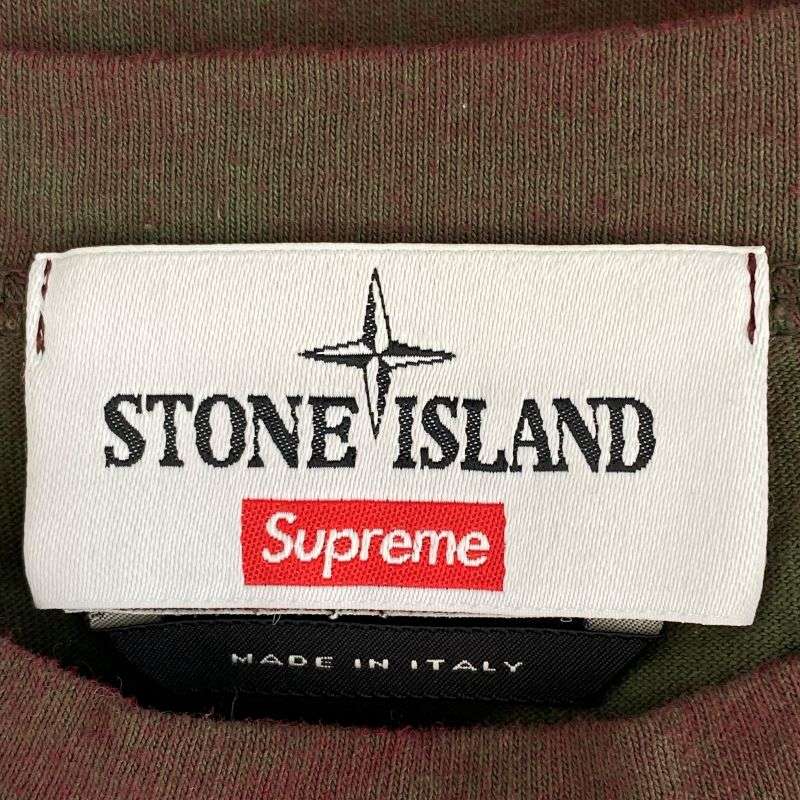 シュプリーム 7025201S1 × STONE ISLAND ストーンアイランド Dust Treatment Cotton T Shirt ダスト加工 クルーネックポケット Tシャツ 買取実績 画像