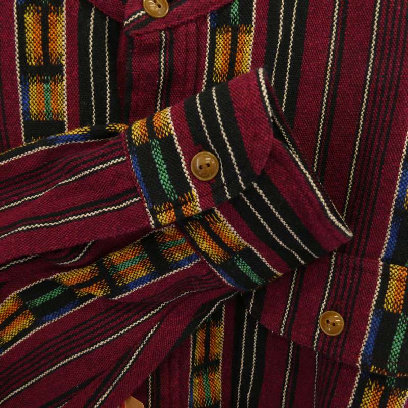 テンダーロイン 16AW T-GTM STAND SHT グアテマラ柄 スタンドカラー 長袖シャツ バーガンディ 買取実績 画像