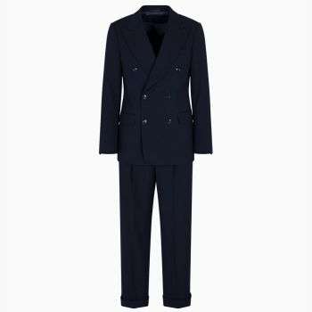 アルマーニロイヤルライン ダブルブレスト スーツ(ウールクレープ×グログラン素材)画像