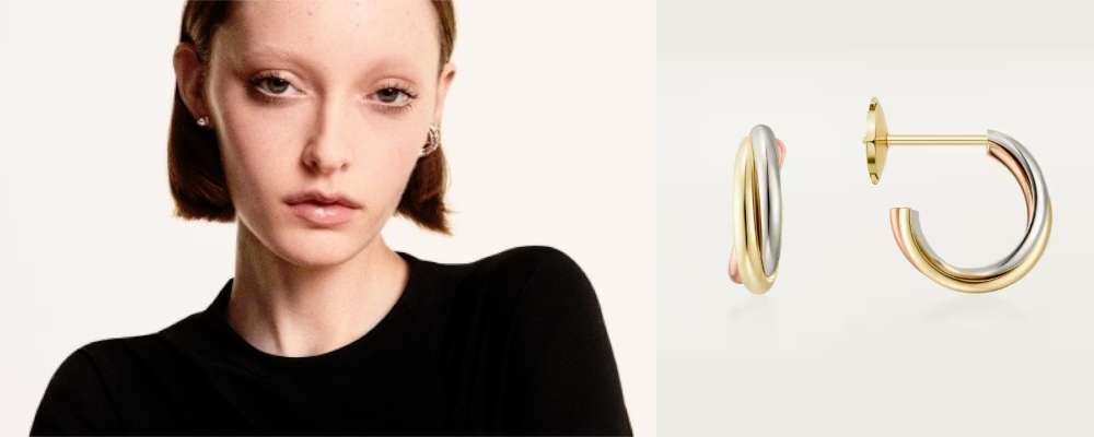 カルティエ トリニティ-イヤリング-ホワイトゴールド、ピンクゴールド画像