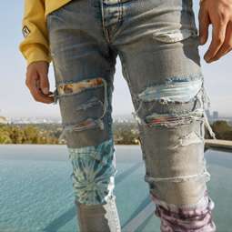 アミリ デニム デニム タイダイ柄パッチワーク 画像2