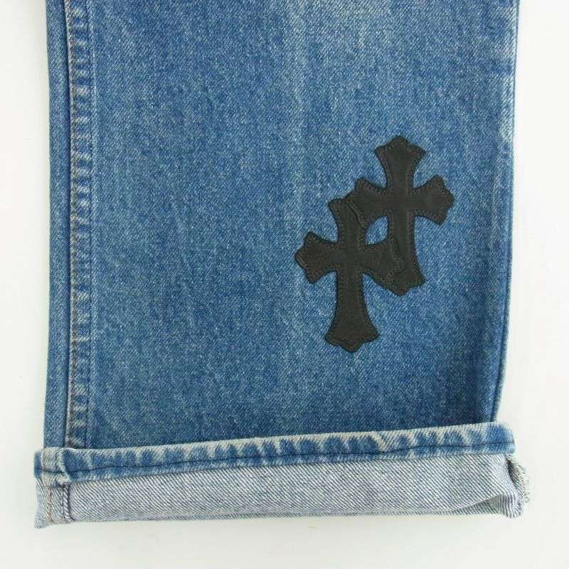 クロムハーツ（原本有） × LEVI'S リーバイス VNTG JEAN BLU ORNG TAB レザークロスパッチ付き 517 デニム パンツ ジーンズ 買取実績 画像