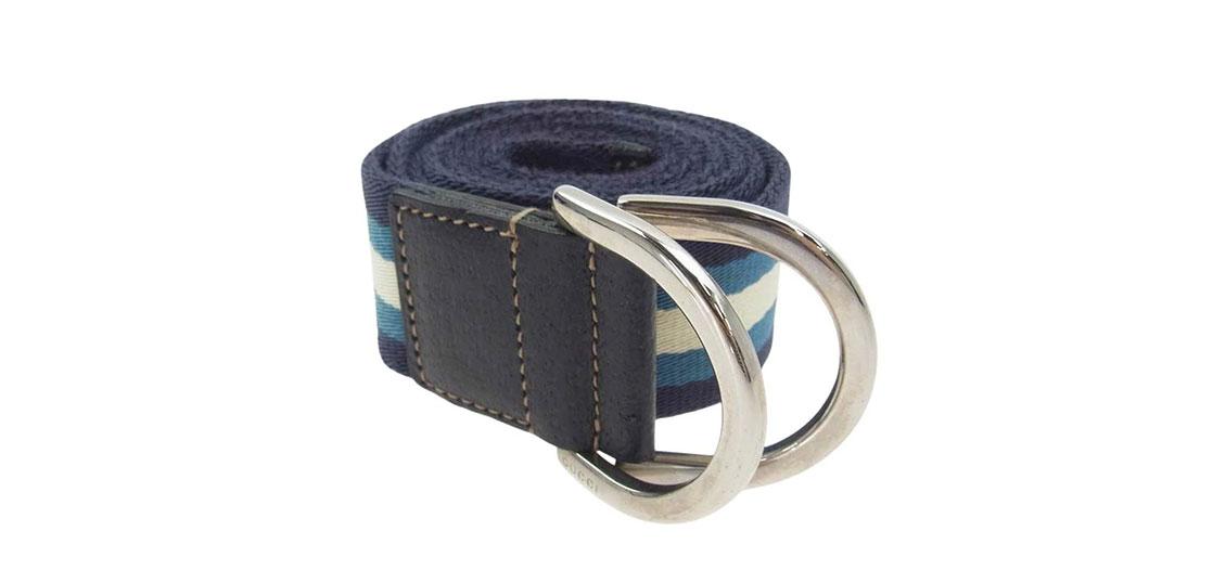 グッチ 146435 ダブル リング ライン ベルト ブルー 買取実績