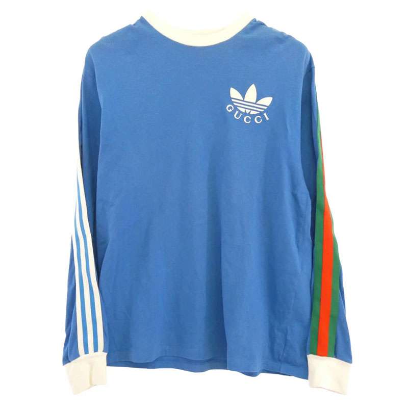 グッチ 700506XJEKO × adidas アディダス ロゴプリントサイドライン長袖 カットソー 買取実績 画像