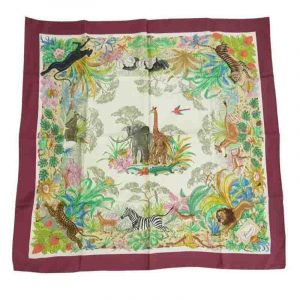 グッチ シルク100% 動物 アニマル フラワー 花 スカーフ バーガンディ 買取実績