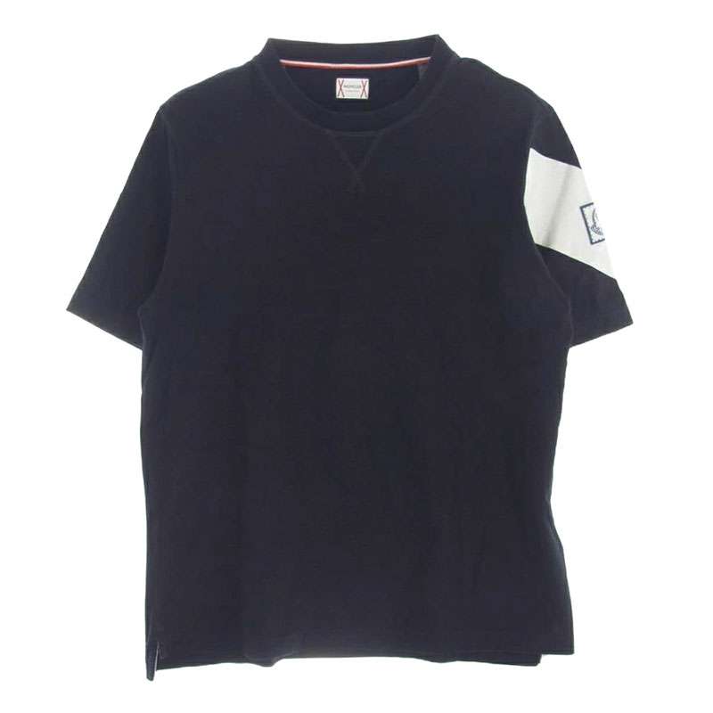 モンクレール ガムブルー D13918010750 829D1 MAGLIA Vガゼット リブネック 袖ロゴ 半袖 Tシャツ 買取実績 画像