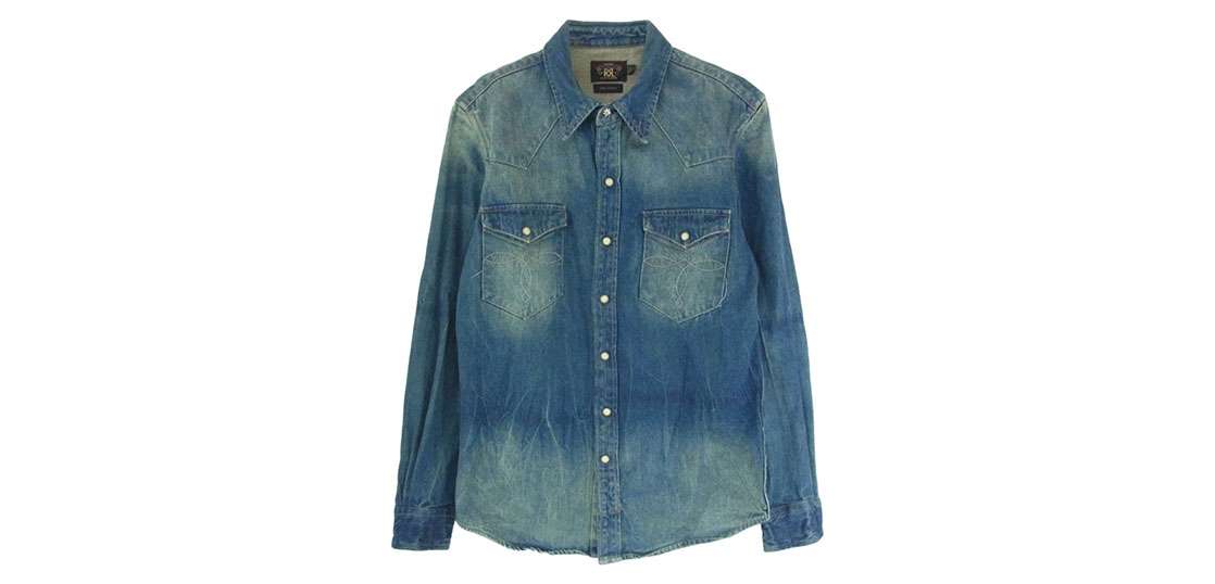 ダブルアールエル デニム ウェスタン 長袖シャツ ポケット刺繍 インディゴ 買取実績