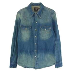 ダブルアールエル デニム ウェスタン 長袖シャツ ポケット刺繍 インディゴ 買取実績
