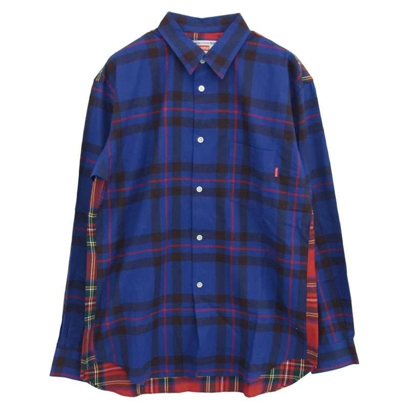 シュプリーム 15AW S1FW15 コムデギャルソンシャツ バックロゴプリント チェック切替 長袖 シャツ 買取実績 画像